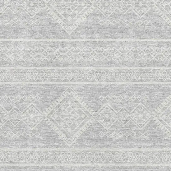 Silver And Ivory Southwestern Washable Area Rug With UV Protection Photo 3