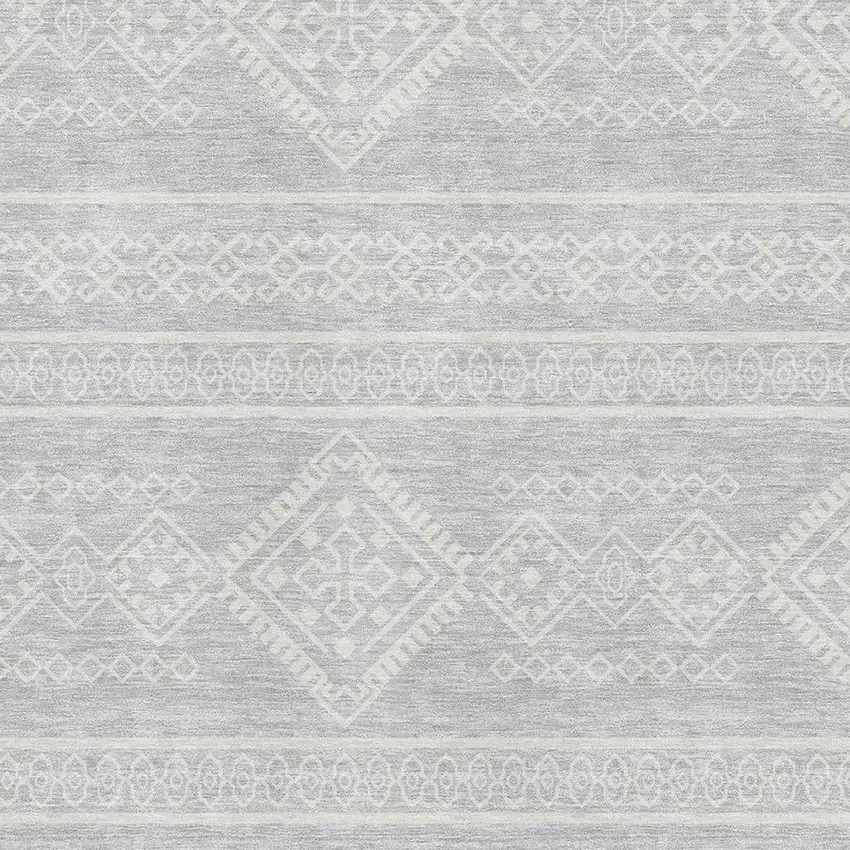 Silver And Ivory Southwestern Washable Area Rug With UV Protection Photo 3