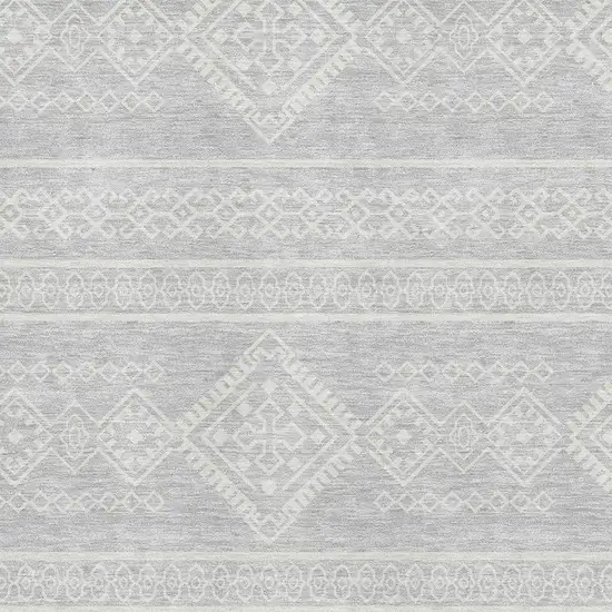 Silver And Ivory Southwestern Washable Area Rug With UV Protection Photo 3