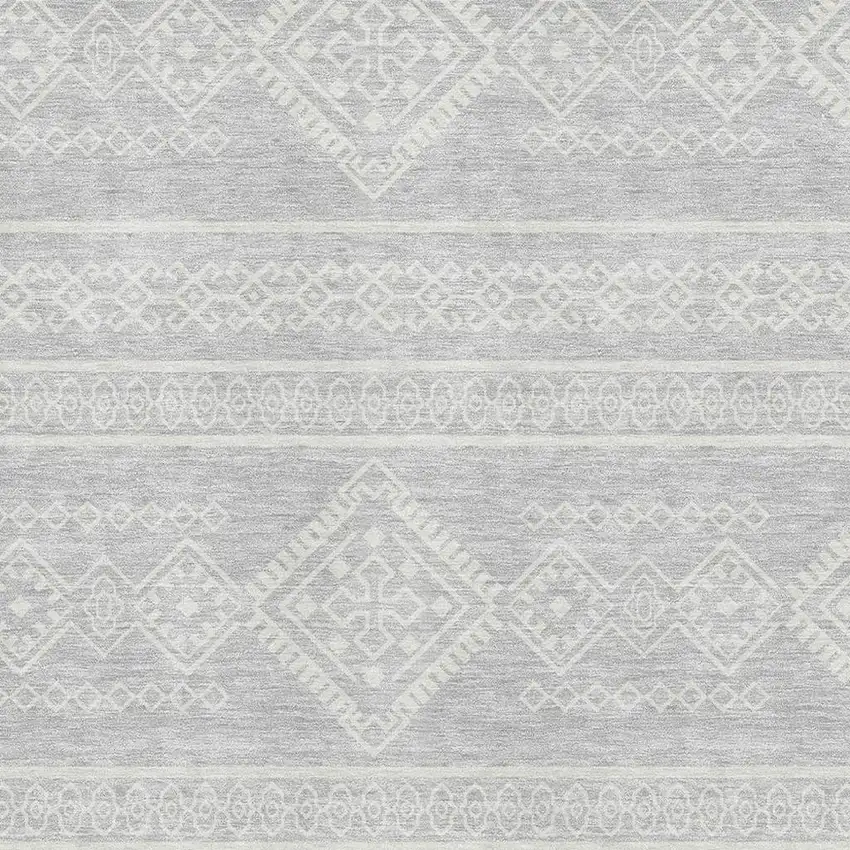 Silver And Ivory Southwestern Washable Area Rug With UV Protection Photo 3