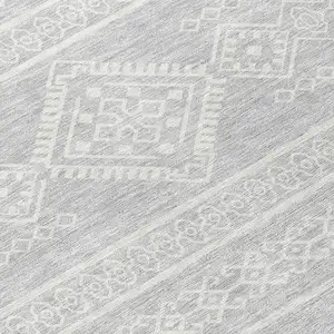 Photo of Silver And Ivory Southwestern Washable Indoor Outdoor Area Rug