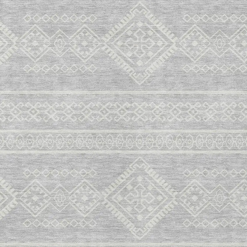 Silver And Ivory Southwestern Washable Indoor Outdoor Area Rug Photo 6