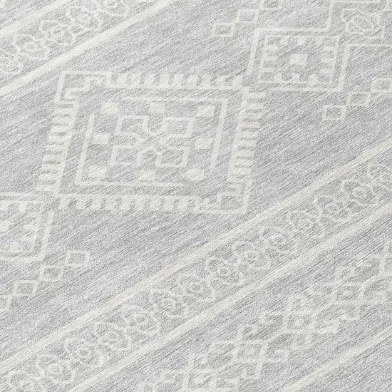 Silver And Ivory Southwestern Washable Indoor Outdoor Area Rug Photo 5