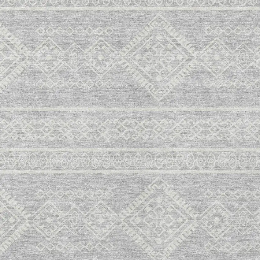 Silver And Ivory Southwestern Washable Indoor Outdoor Area Rug Photo 6
