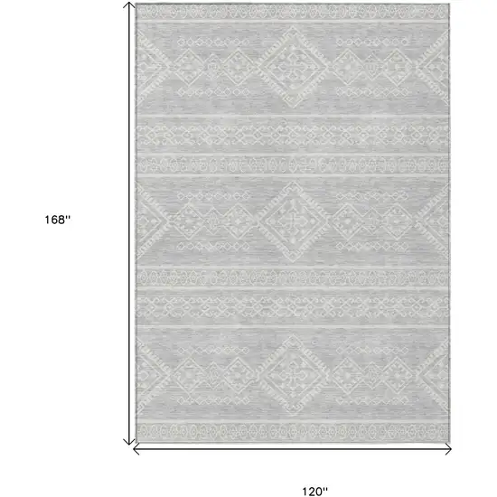 Silver And Ivory Southwestern Washable Indoor Outdoor Area Rug Photo 3