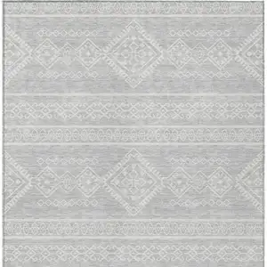 Photo of Silver And Ivory Southwestern Washable Indoor Outdoor Area Rug