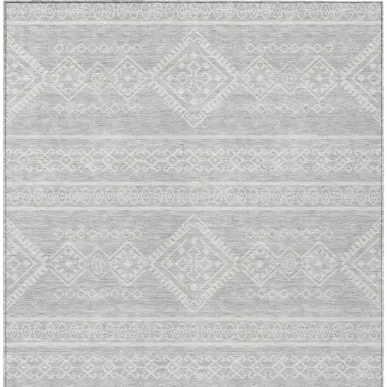 Silver And Ivory Southwestern Washable Indoor Outdoor Area Rug Photo 6