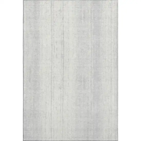 Silver And Ivory Striped Washable Area Rug With UV Protection Photo 3