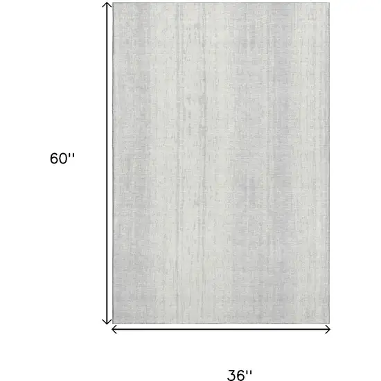 Silver And Ivory Striped Washable Area Rug With UV Protection Photo 3
