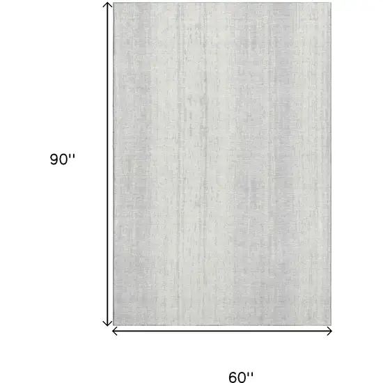 Silver And Ivory Striped Washable Area Rug With UV Protection Photo 3