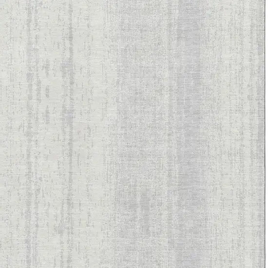 Silver And Ivory Striped Washable Area Rug With UV Protection Photo 4