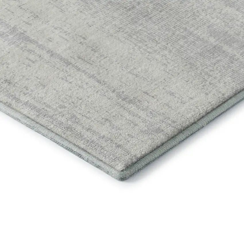 Silver And Ivory Striped Washable Area Rug With UV Protection Photo 5