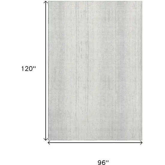 Silver And Ivory Striped Washable Area Rug With UV Protection Photo 3