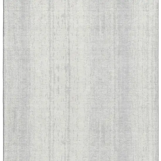Silver And Ivory Striped Washable Area Rug With UV Protection Photo 5