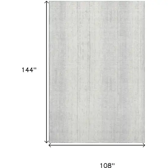 Silver And Ivory Striped Washable Area Rug With UV Protection Photo 3