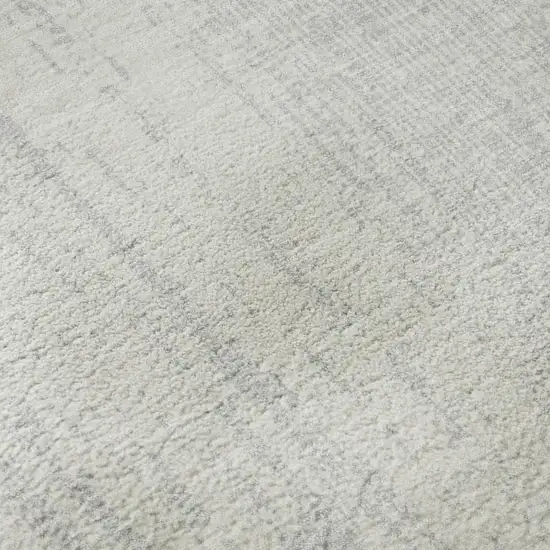 Silver And Ivory Striped Washable Area Rug With UV Protection Photo 7