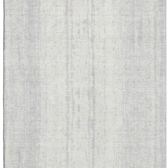 Silver And Ivory Striped Washable Area Rug With UV Protection Photo 4