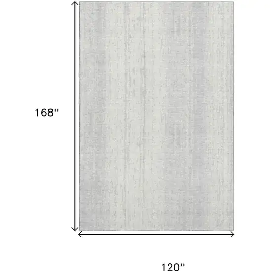 Silver And Ivory Striped Washable Area Rug With UV Protection Photo 3