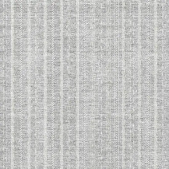 Silver And Ivory Striped Washable Area Rug With UV Protection Photo 2