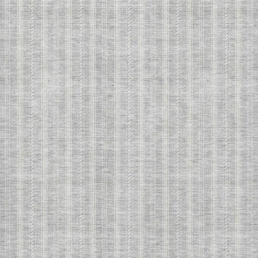 Silver And Ivory Striped Washable Area Rug With UV Protection Photo 2