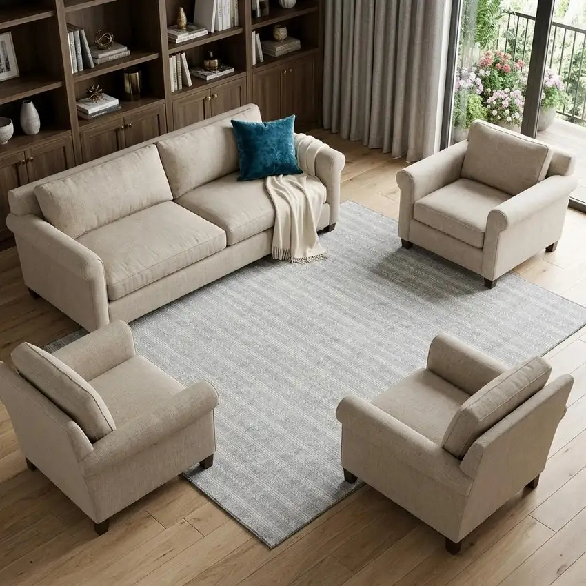 Silver And Ivory Striped Washable Area Rug With UV Protection Photo 1