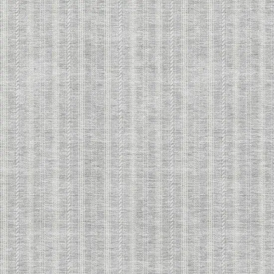 Silver And Ivory Striped Washable Area Rug With UV Protection Photo 2