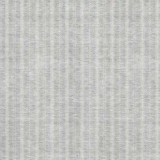 Silver And Ivory Striped Washable Area Rug With UV Protection Photo 2