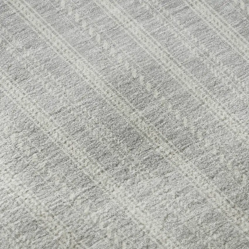 Silver And Ivory Striped Washable Area Rug With UV Protection Photo 9