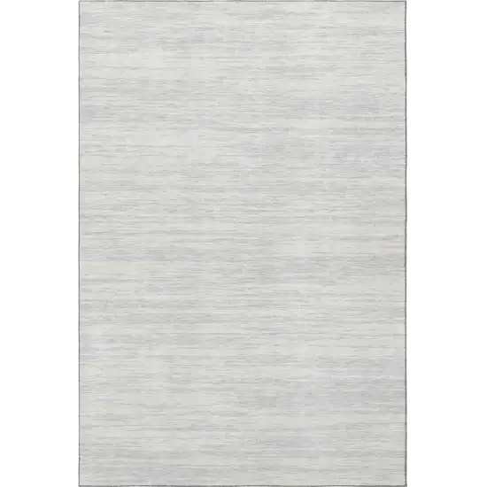 Silver And Ivory Striped Washable Area Rug With UV Protection Photo 3