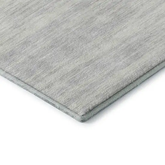 Silver And Ivory Striped Washable Area Rug With UV Protection Photo 7
