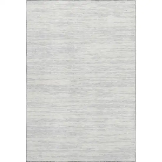 Silver And Ivory Striped Washable Area Rug With UV Protection Photo 1