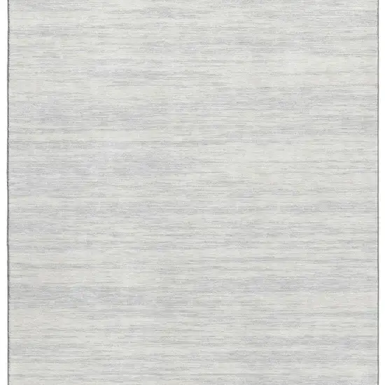Silver And Ivory Striped Washable Area Rug With UV Protection Photo 3