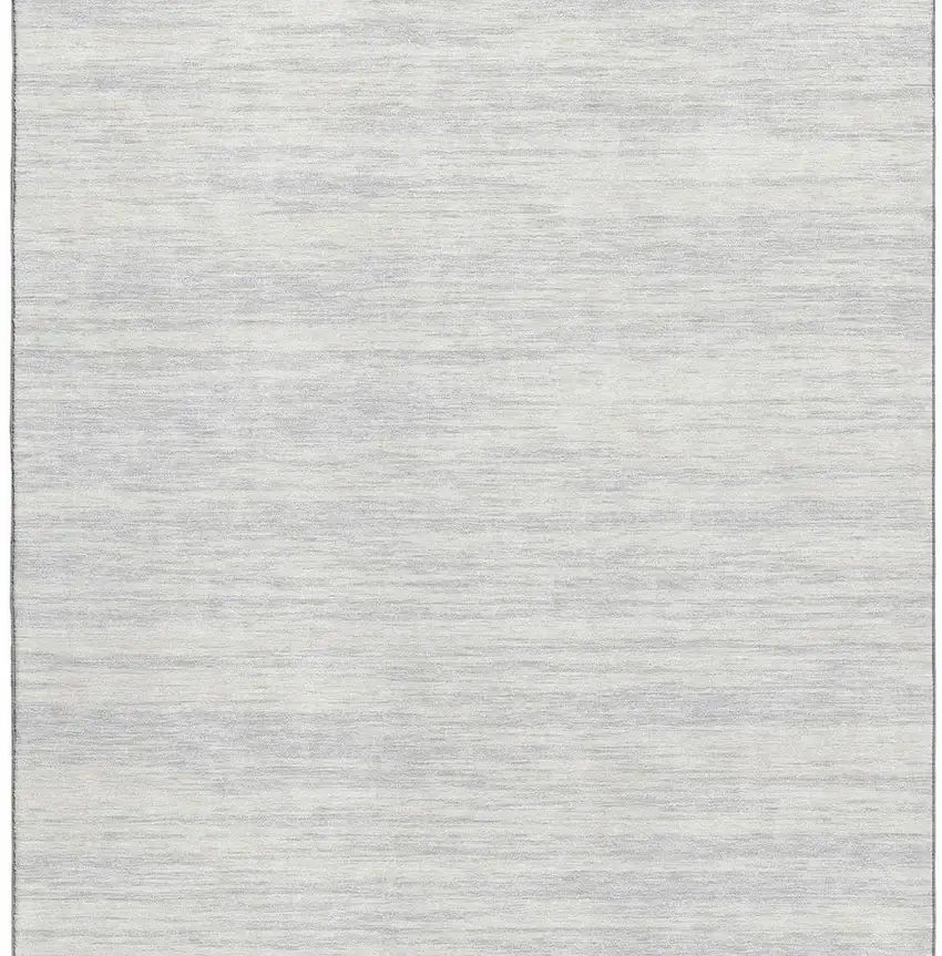 Silver And Ivory Striped Washable Area Rug With UV Protection Photo 3