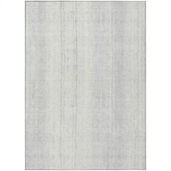 Silver And Ivory Striped Washable Indoor Outdoor Area Rug Photo 2