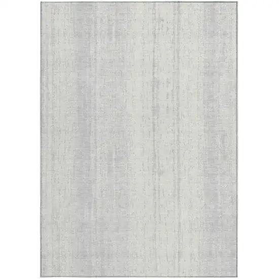 Silver And Ivory Striped Washable Indoor Outdoor Area Rug Photo 7