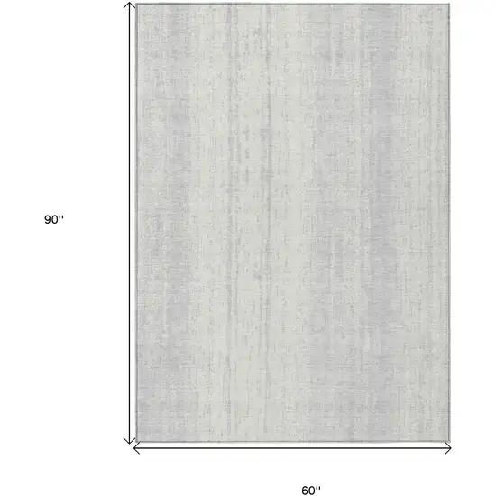 Silver And Ivory Striped Washable Indoor Outdoor Area Rug Photo 3