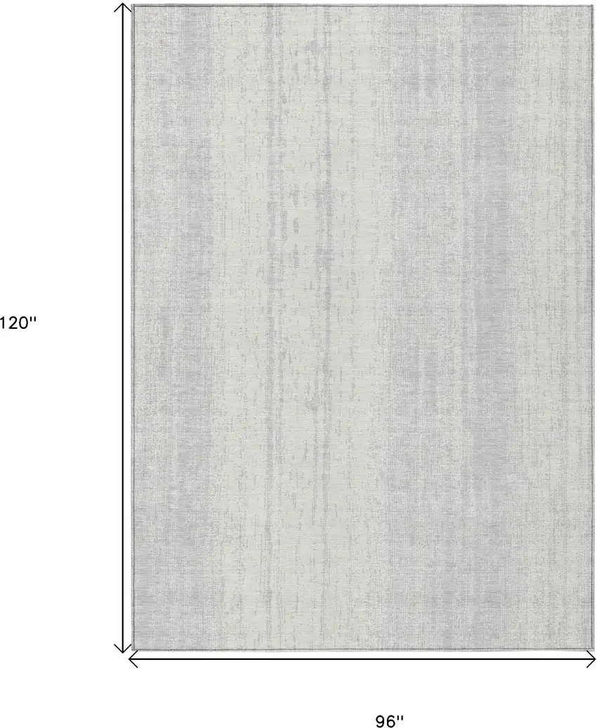 Silver And Ivory Striped Washable Indoor Outdoor Area Rug Photo 3