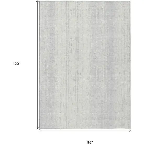 Silver And Ivory Striped Washable Indoor Outdoor Area Rug Photo 3