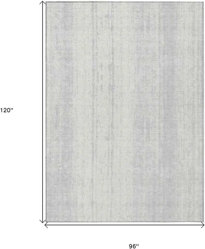 Silver And Ivory Striped Washable Indoor Outdoor Area Rug Photo 3