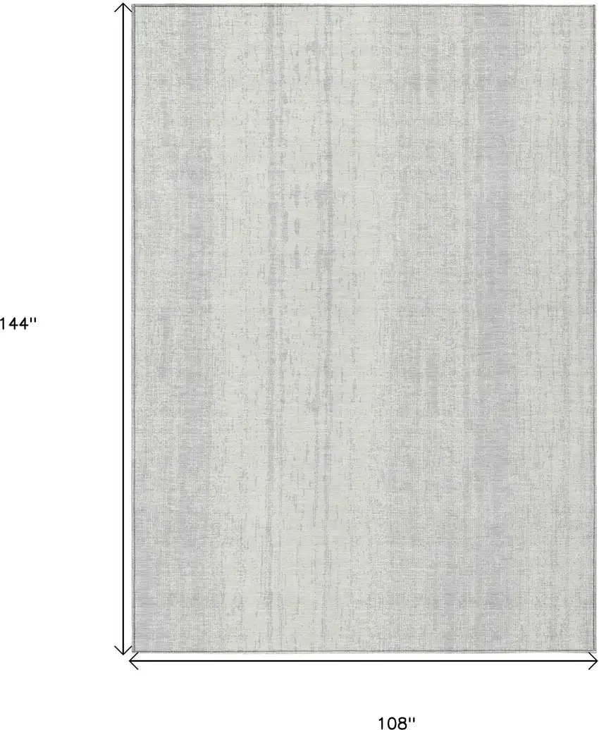 Silver And Ivory Striped Washable Indoor Outdoor Area Rug Photo 3