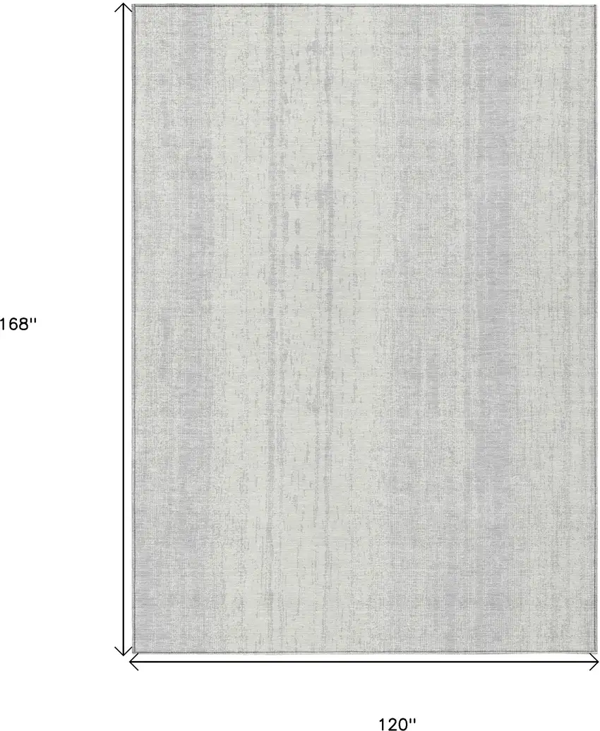 Silver And Ivory Striped Washable Indoor Outdoor Area Rug Photo 3