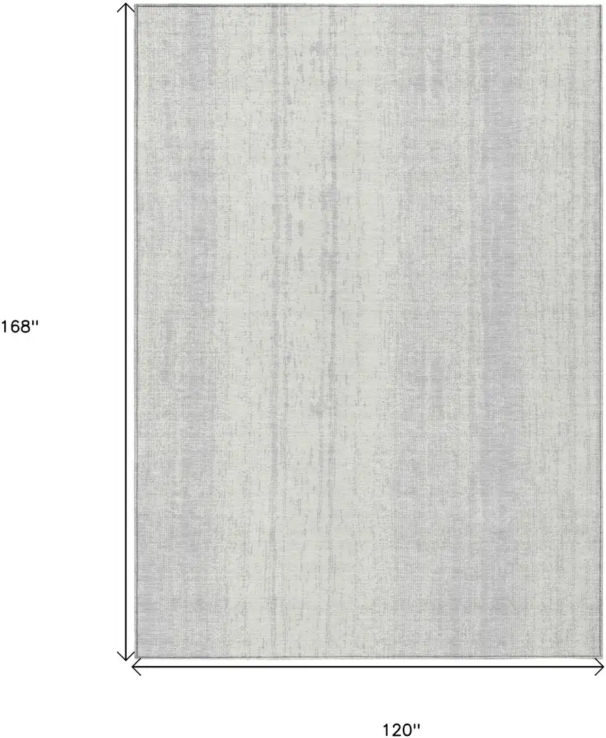 Silver And Ivory Striped Washable Indoor Outdoor Area Rug Photo 3