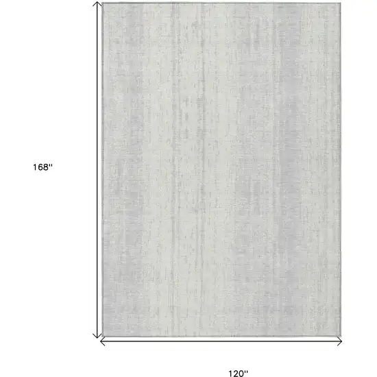 Silver And Ivory Striped Washable Indoor Outdoor Area Rug Photo 3