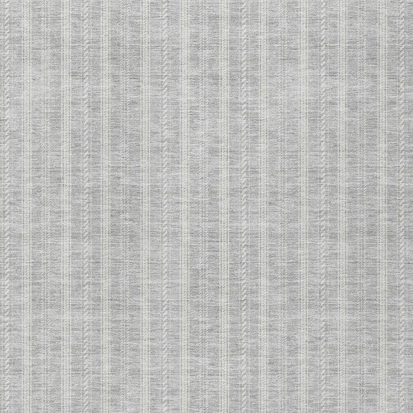 Silver And Ivory Striped Washable Indoor Outdoor Area Rug Photo 5