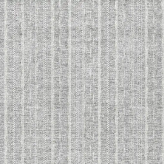 Silver And Ivory Striped Washable Indoor Outdoor Area Rug Photo 5