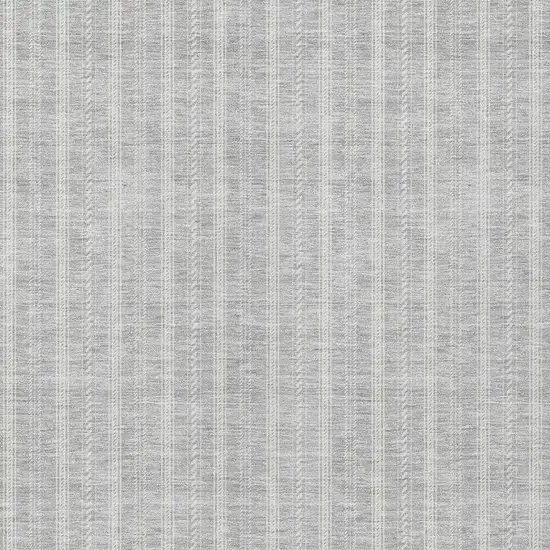 Silver And Ivory Striped Washable Indoor Outdoor Area Rug Photo 5