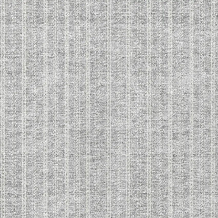Silver And Ivory Striped Washable Indoor Outdoor Area Rug Photo 5