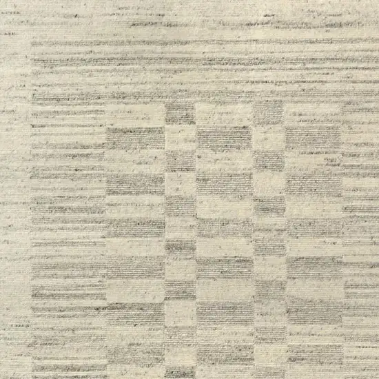 Silver And Ivory Wool Checkered Hand Knotted Square Rug Photo 2