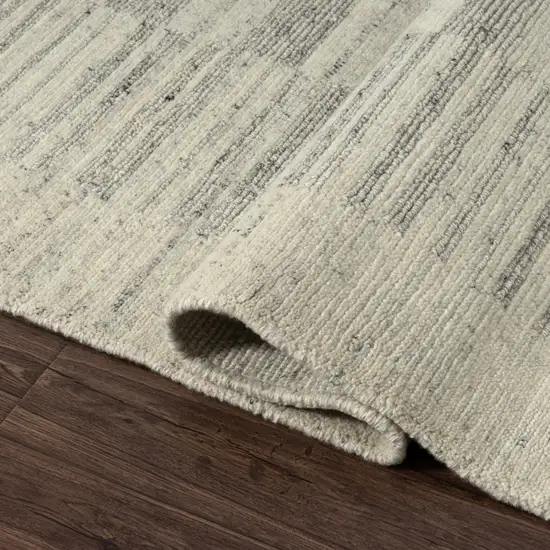 Silver And Ivory Wool Checkered Hand Knotted Square Rug Photo 6