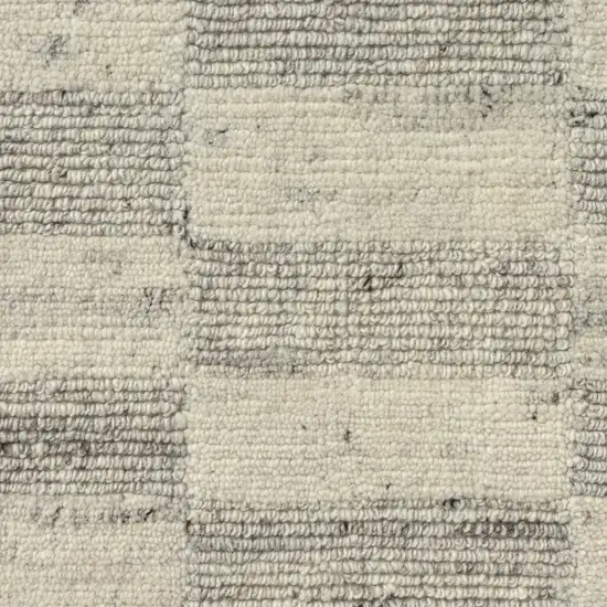 Silver And Ivory Wool Checkered Hand Knotted Square Rug Photo 9